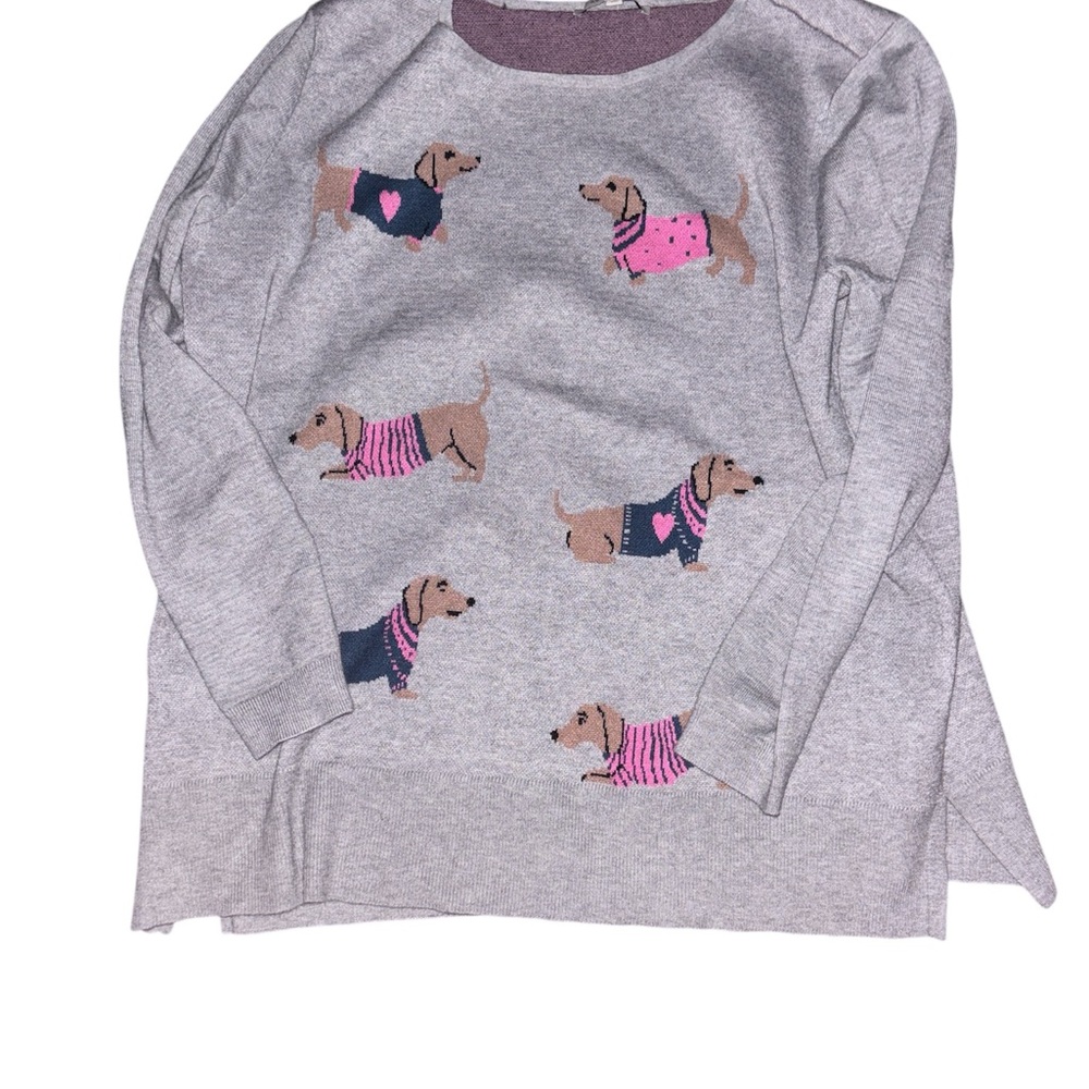 Anthropologie Gray Sweater with Dachshund Design
